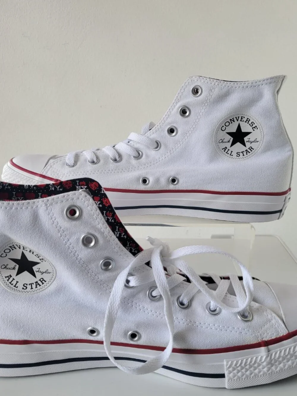 Converse All Star Chuck Taylor I Love NY White High Top Sneakers (S: W13 / M11)
